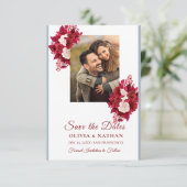 Minimaal Elegant Tekst & Foto Ontwerp / Trouwen Save The Date (Staand voorkant)