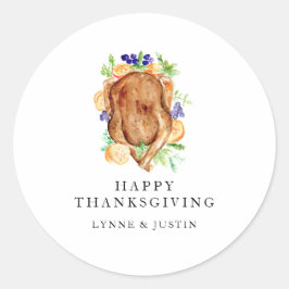 Minimaal Elegant Thanksgiving Diner Geef Bedankt Ronde Sticker