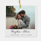 Minimaal Elegant Verloving Fotokerst Keramisch Ornament (Voorkant)