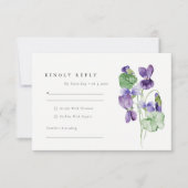 minimaal elegant Violet Floral Bunch Wedding RSVP Kaartje (Voorkant)