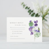 minimaal elegant Violet Floral Bunch Wedding RSVP Kaartje (Staand voorkant)