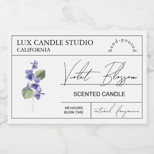 Minimaal Elegant Violet Kaars Potje Label Voedselcontainer Etiket (Enkel label)