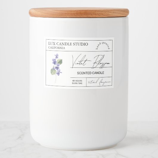 Minimaal Elegant Violet Kaars Potje Label Voedselcontainer Etiket (Voorkant)