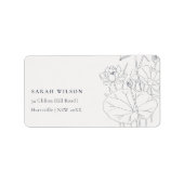 Minimaal Elegant Waterlily Floral Sketch Adres Etiket (Voorkant)