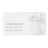 Minimaal Elegant Waterlily Floral Sketch Adres Etiket (Voorkant)