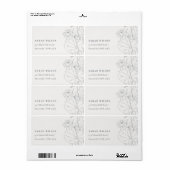 Minimaal Elegant Waterlily Floral Sketch Adres Etiket (Full Sheet)