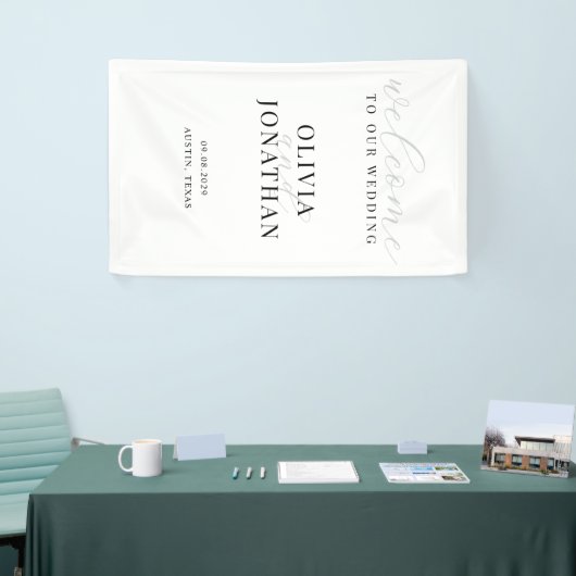 Minimaal Elegant Welkomsthuwelijk Spandoek (Beurs)