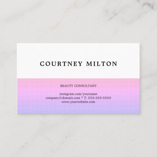 Minimaal Elegant Wit Bord Roze Consultant Visitekaartje (Voorkant)