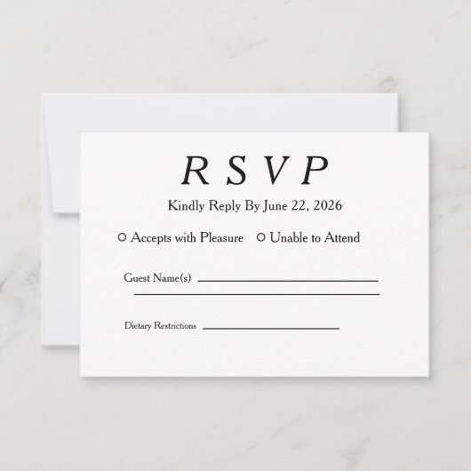 Minimaal Elegant Wit RSVP Kaartje (Voorkant)
