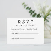 Minimaal Elegant Wit RSVP Kaartje (Staand voorkant)