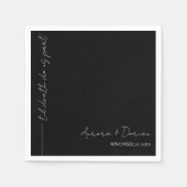 Minimaal Elegant Zwart Bruiloft Servet (Voorkant)