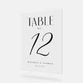 Minimaal Elegant Zwart Script Bruiloft Tafelnummer Acryl Bord (Hoek)