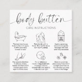 Minimaal Elegant Zwart Wit Body Butter Care Kaarte Vierkante Visitekaartje (Voorkant)