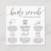 Minimaal Elegant Zwart Wit Body Scrub Care Kaarten Vierkante Visitekaartje (Voorkant)