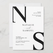 Minimaal Elegant Zwart & Wit Bold Initiaal Wedding Kaart (Voorkant)