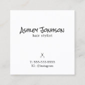 Minimaal Elegant Zwart Wit Grijs Kapper Vierkante Visitekaartje (Voorkant)