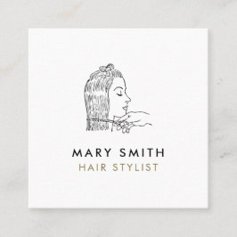 Minimaal Elegant Zwart Wit Haar Vierkant Vierkante Visitekaartje