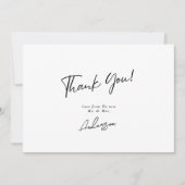 Minimaal Elegant Zwart-Wit Handgeschreven Huwelijk Bedankkaart (Voorkant)