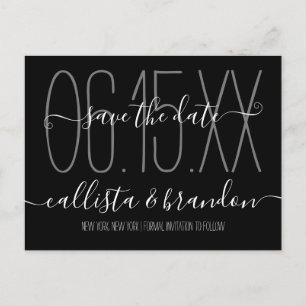 Minimaal Elegant Zwart Wit Huwelijk Save the Date Aankondigingskaart