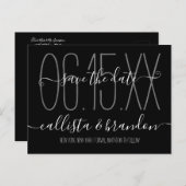 Minimaal Elegant Zwart Wit Huwelijk Save the Date Aankondigingskaart (Voorkant / Achterkant)