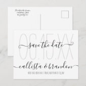 Minimaal Elegant Zwart Wit Huwelijk Save the Date Aankondigingskaart (Voorkant / Achterkant)