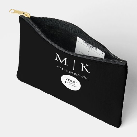 Minimaal & Elegant Zwart-wit Logo Business Etui (Open)