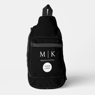 Minimaal & Elegant Zwart-wit Logo Business Sling Bag