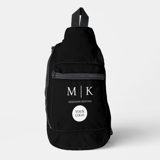 Minimaal & Elegant Zwart-wit Logo Business Sling Bag (Voorkant)