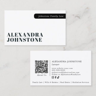 Minimaal Elegant Zwart Wit Professioneel QR-code Visitekaartje