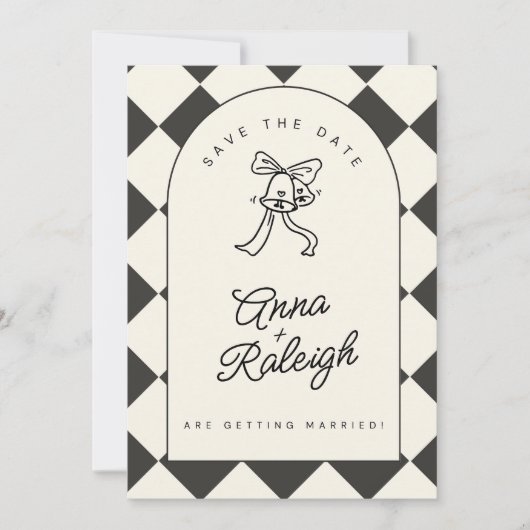 Minimaal Elegant Zwart-wit Save The Date Kaart (Voorkant)