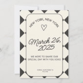 Minimaal Elegant Zwart-wit Save The Date Kaart (Achterkant)