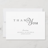 Minimaal Elegant Zwart-Wit Typografie Huwelijk Bedankkaart (Voorkant)