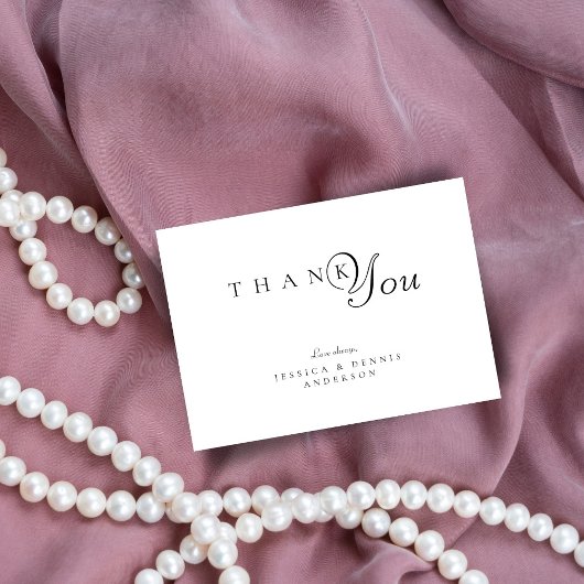 Minimaal Elegant Zwart-Wit Typografie Huwelijk Bedankkaart