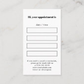 Minimaal Elegant Zwart Wit Vet Afsprakenkaartje (Achterkant)