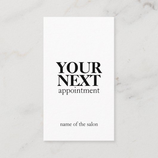 Minimaal Elegant Zwart Wit Vet Afsprakenkaartje (Voorkant)