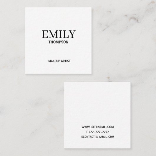 Minimaal Elegant Zwart Wit Vierkante Visitekaartje (Voorkant / Achterkant)