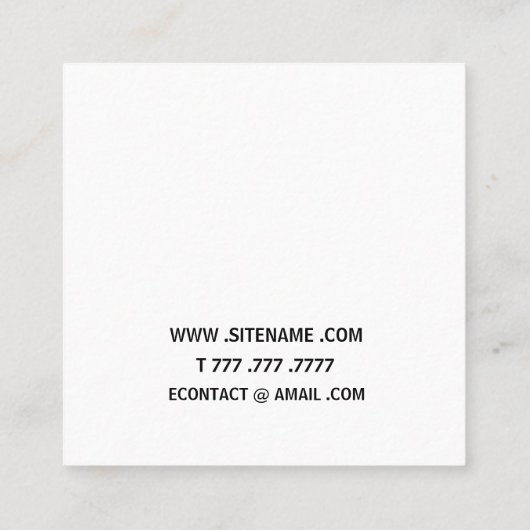 Minimaal Elegant Zwart Wit Vierkante Visitekaartje (Achterkant)