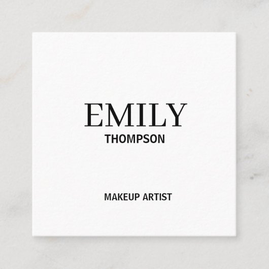 Minimaal Elegant Zwart Wit Vierkante Visitekaartje (Voorkant)