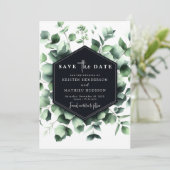 Minimaal Elegante Eucalyptus Digitale Huwelijk Save The Date (Staand voorkant)