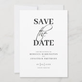 Minimaal Elegante Foto Zwart Wit Trouwen Save The Date (Voorkant)