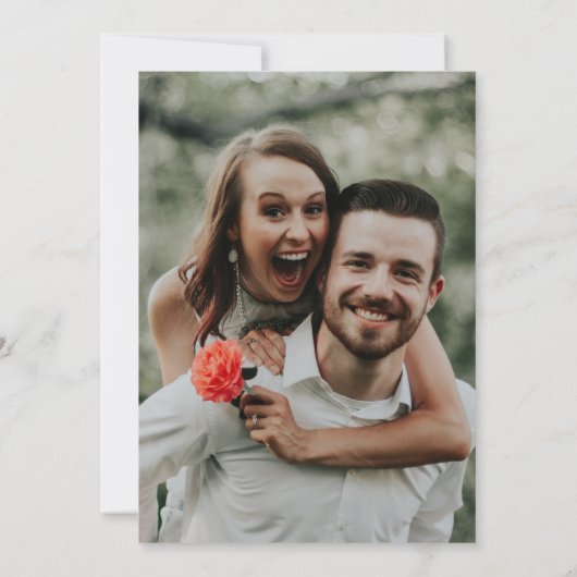 Minimaal Elegante Foto Zwart Wit Trouwen Save The Date (Achterkant)