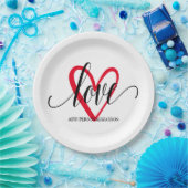 Minimaal Elegante Hart Papieren Bordje (Feest)