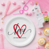 Minimaal Elegante Hart Papieren Bordje (Feest)