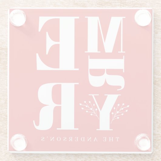 Minimaal Elegante Helderrode Witte Vrolijke Kerst Glazen Onderzetter (Achterkant)