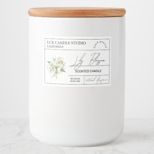 Minimaal Elegante Lily Kaarsenpot Label Voedselcontainer Etiket (Voorkant)