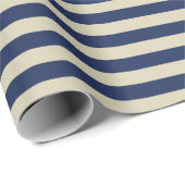 Minimaal Elegante Marine Beige Stripes Cadeaupapier (Rol Hoek)