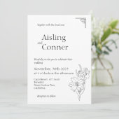 Minimaal Elegante Orchidee Tekening Alles in één B Kaart (Staand voorkant)