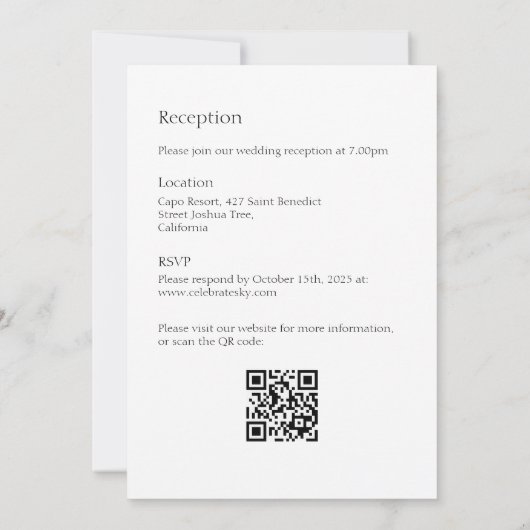 Minimaal Elegante Orchidee Tekening Alles in één B Kaart (Achterkant)