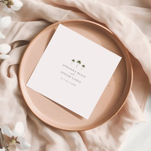 Minimaal Elegante Tropische Palm Tree Wedding Servet