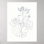 Minimaal Elegante Waterlelie Bloemen Botanische Sc Poster (Voorkant)